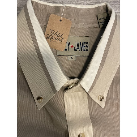 Khaki Color Blocked Button Up-MEN's - Picture 3 of 3